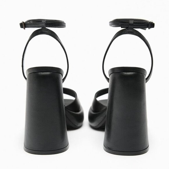 ZARA HIGH-HEEL PLATFORM SANDALS BLACK SIZE 6.5 | 3307/110 - Picture 4 of 13